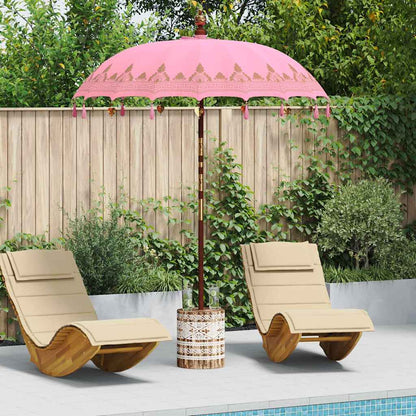 vidaXL Balinese Parasol with Base Ø 180-190 cm Pink 1