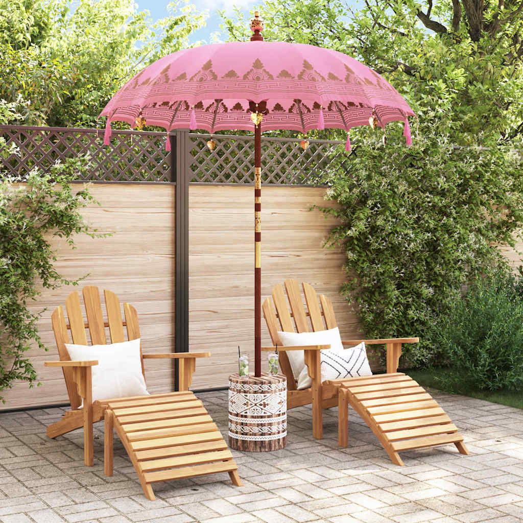 vidaXL Balinese Parasol with Base Ø 180-190 cm Pink 3