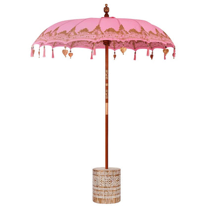 vidaXL Balinese Parasol with Base Ø 180-190 cm Pink 2