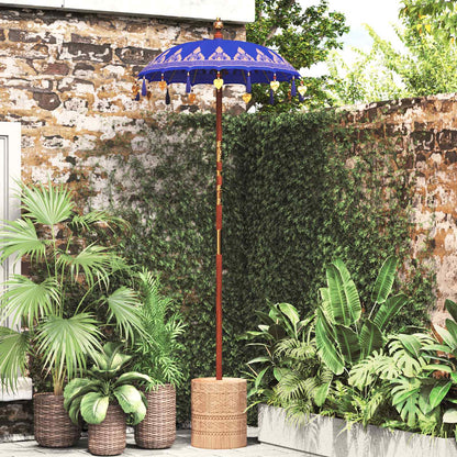 Balinese Parasol with Base Blue 95 x 95 x 260 cm with natural base