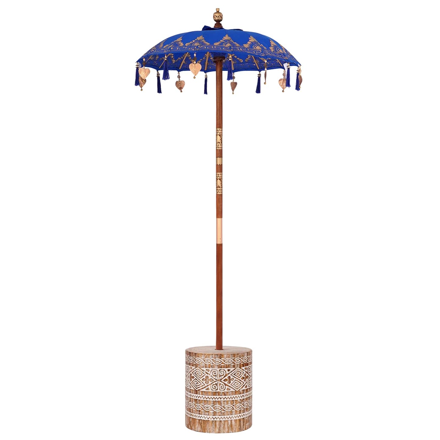 vidaXL Balinese Parasol with Base Blue 95 x 95 x 260 cm 2