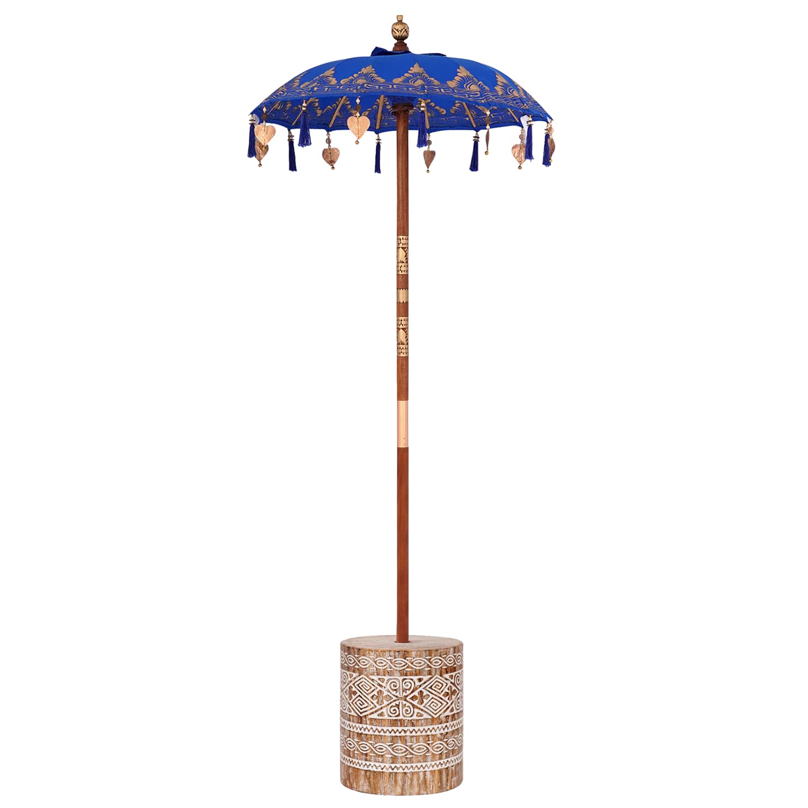 vidaXL Balinese Parasol with Base Blue 95 x 95 x 260 cm 2