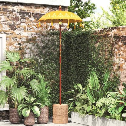 Balinese Parasol with Base Yellow 95 x 95 x 260 cm with natural base