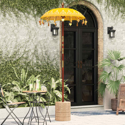 Balinese Parasol with Base Yellow 95 x 95 x 260 cm with natural base
