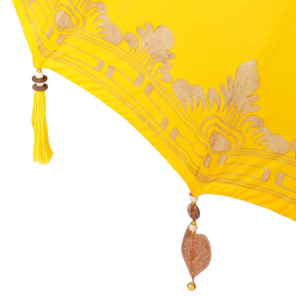 vidaXL Balinese Parasol with Base Yellow 95 x 95 x 260 cm 6