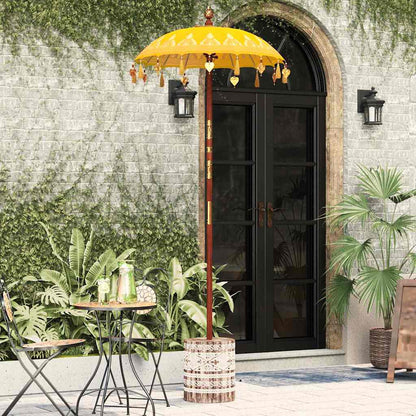 vidaXL Balinese Parasol with Base Yellow 95 x 95 x 260 cm 3