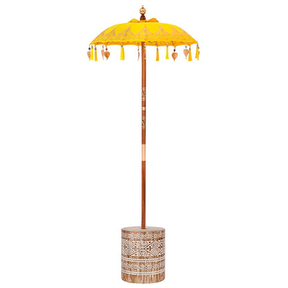 vidaXL Balinese Parasol with Base Yellow 95 x 95 x 260 cm 2