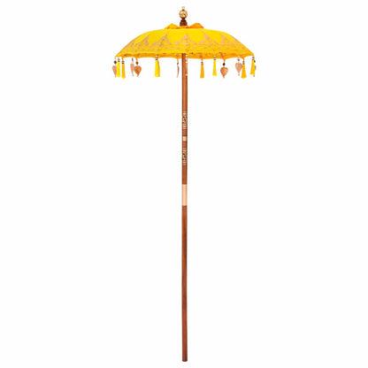 vidaXL Balinese Parasol with Base Yellow 95 x 95 x 260 cm 4