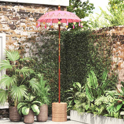 vidaXL Balinese Parasol with Base Pink 95 x 95 x 260 cm 1