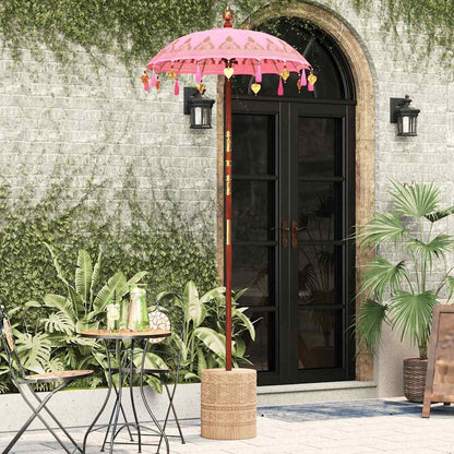 vidaXL Balinese Parasol with Base Pink 95 x 95 x 260 cm 3