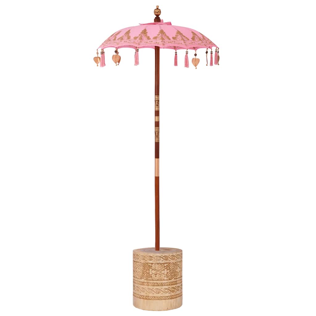 vidaXL Balinese Parasol with Base Pink 95 x 95 x 260 cm 2