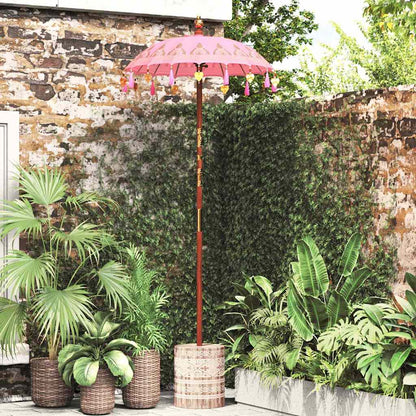 vidaXL Balinese Parasol with Base Pink 95 x 95 x 260 cm 1