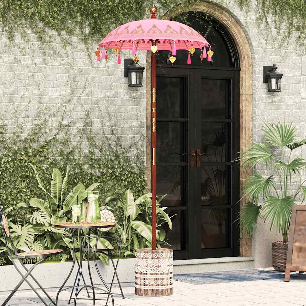 vidaXL Balinese Parasol with Base Pink 95 x 95 x 260 cm 3
