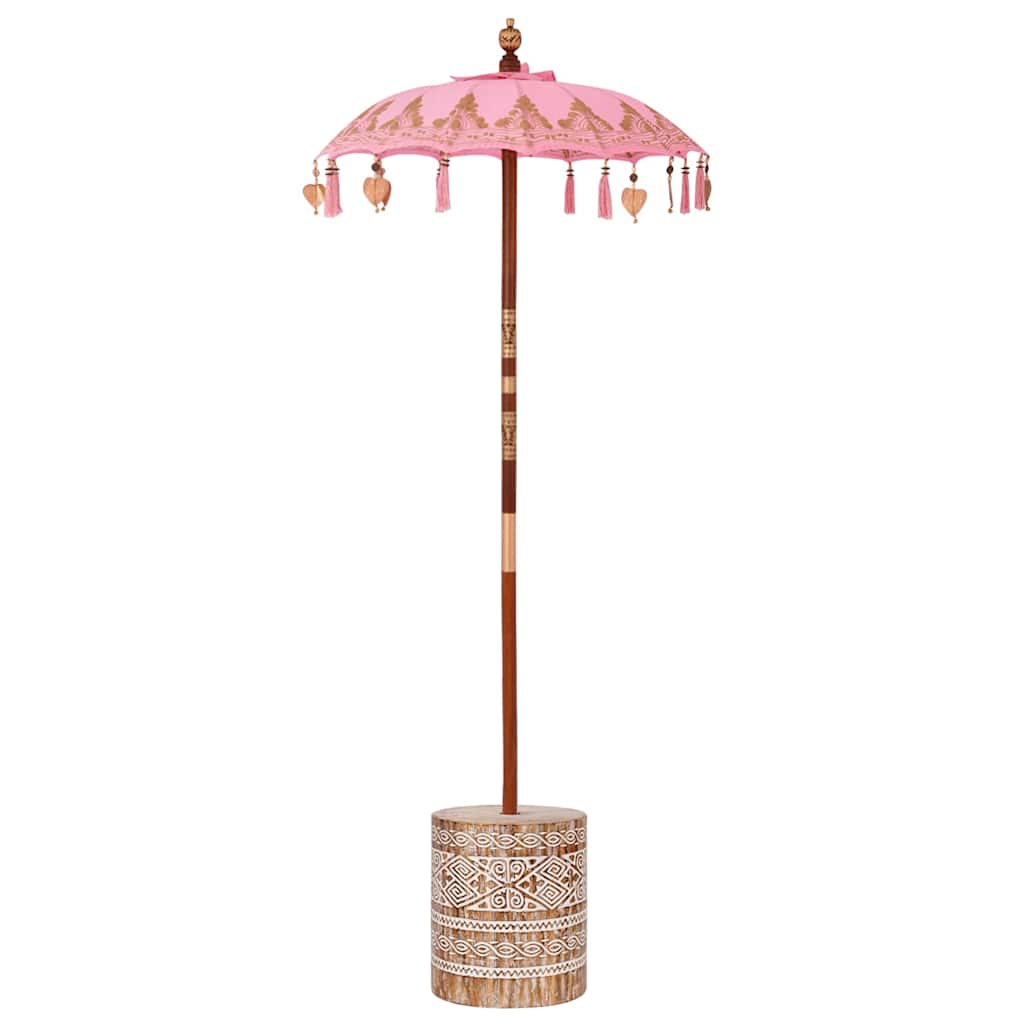 vidaXL Balinese Parasol with Base Pink 95 x 95 x 260 cm 2