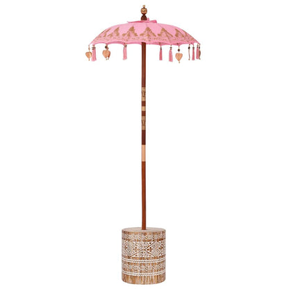 vidaXL Balinese Parasol with Base Pink 95 x 95 x 260 cm 2
