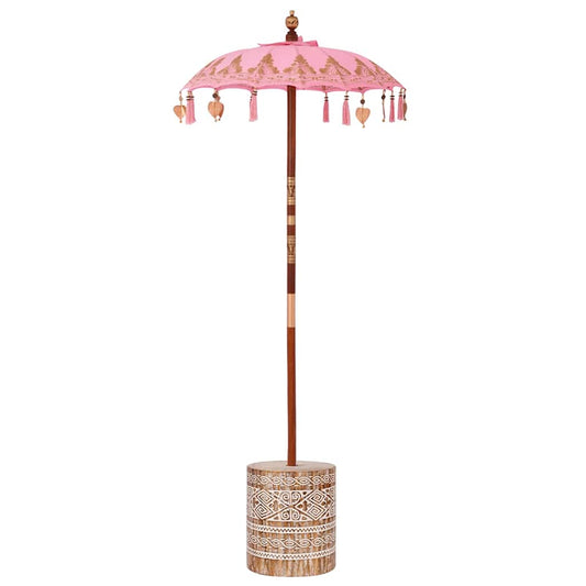 vidaXL Balinese Parasol with Base Pink 95 x 95 x 260 cm 2
