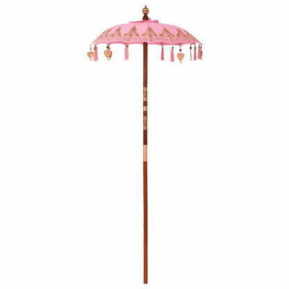 vidaXL Balinese Parasol with Base Pink 95 x 95 x 260 cm 4