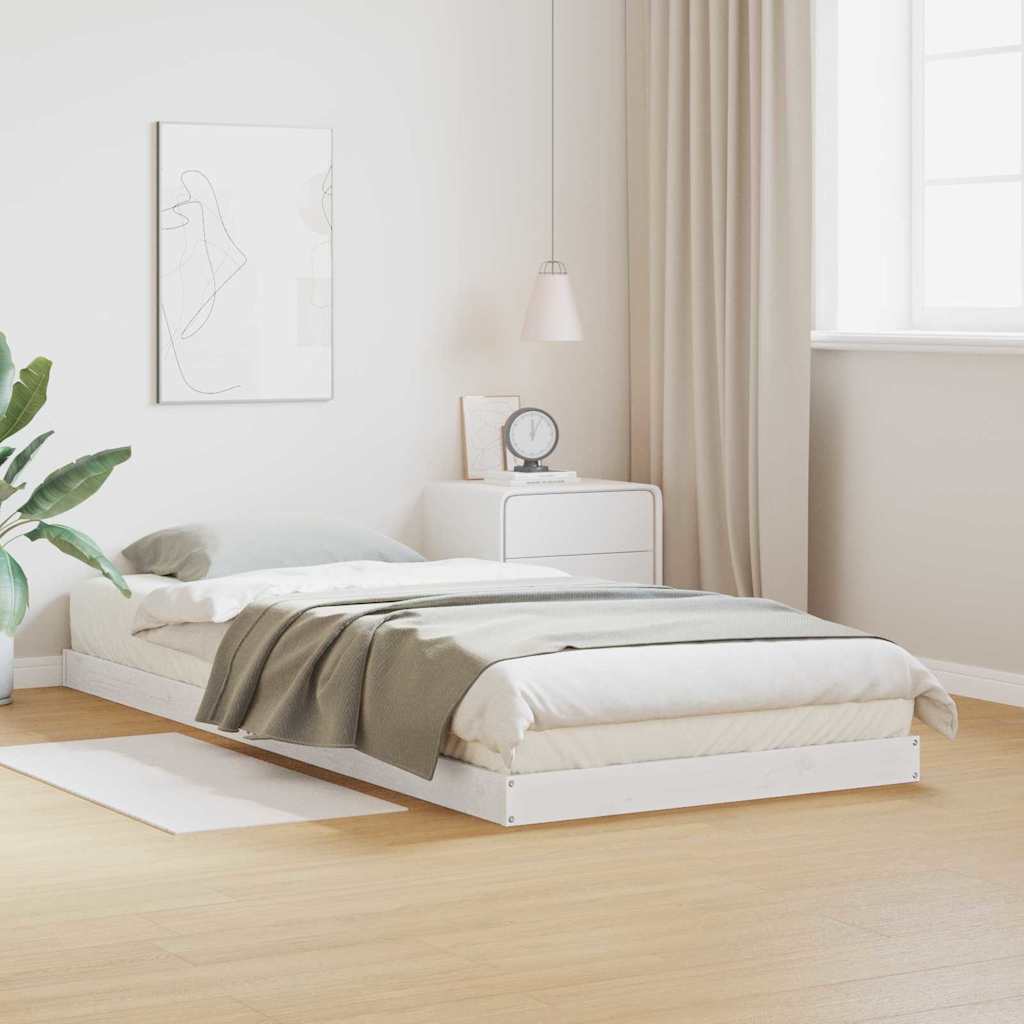 Floor Bed Frame Solid Pine Wood Length 210 cm 100 cm
