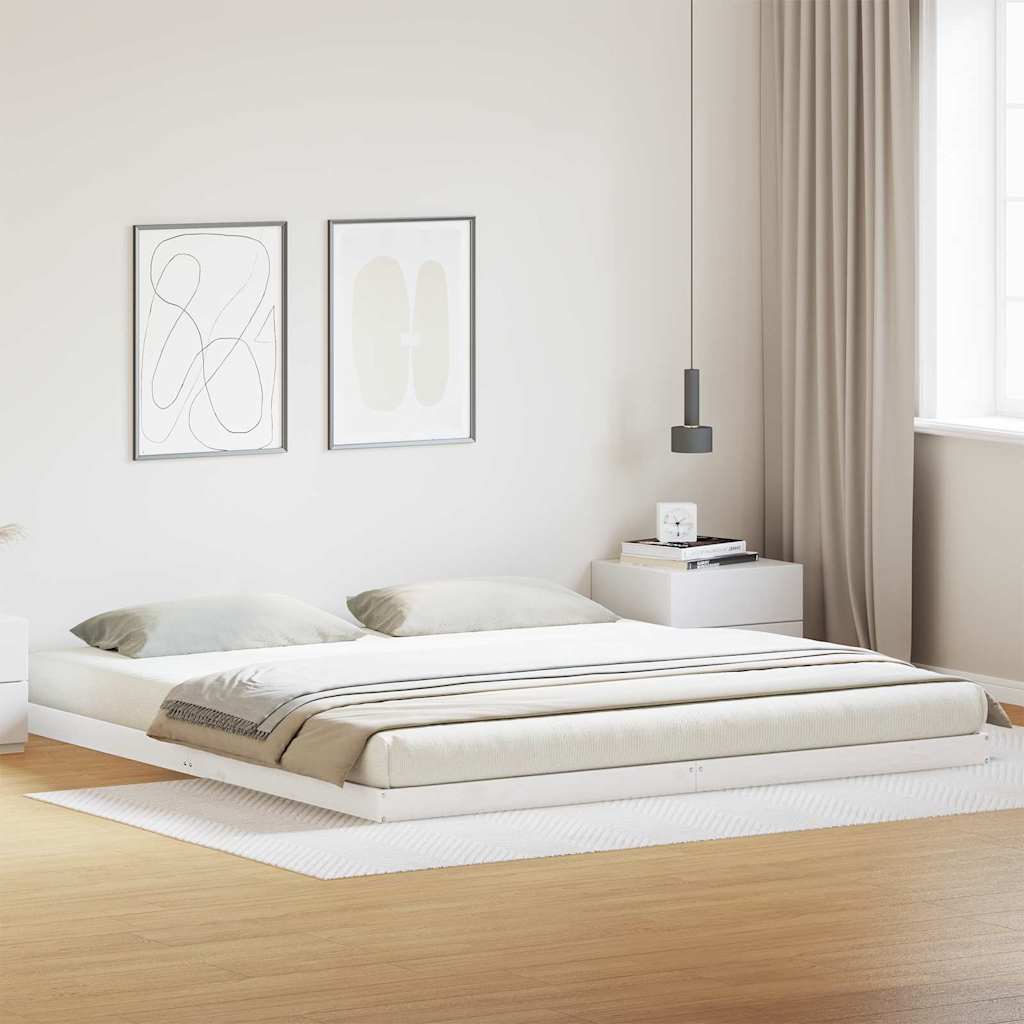 Floor Bed Frame Solid Pine Wood Length 210 cm 200 cm