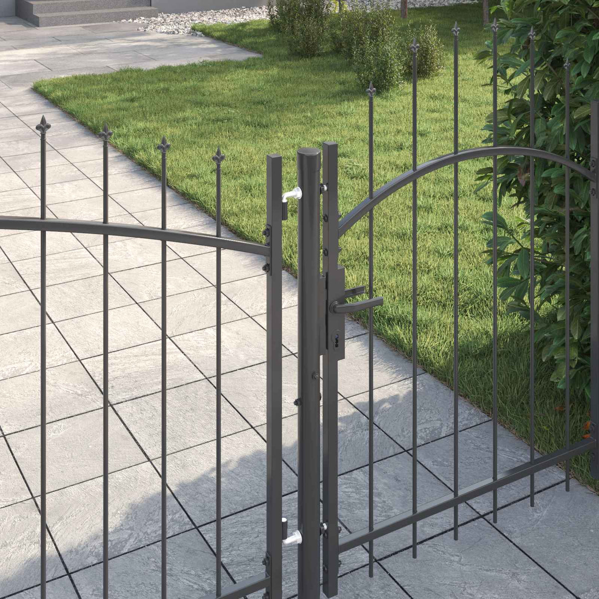 vidaXL Garden Gate WOERDEN 150 x 400 cm Lockable Steel Grey 2