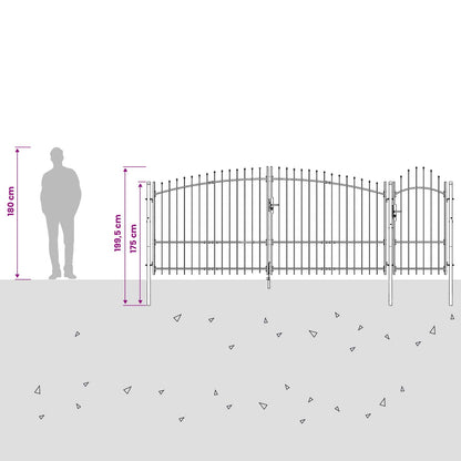vidaXL Garden Gate WOERDEN 150 x 400 cm Lockable Steel Grey 4