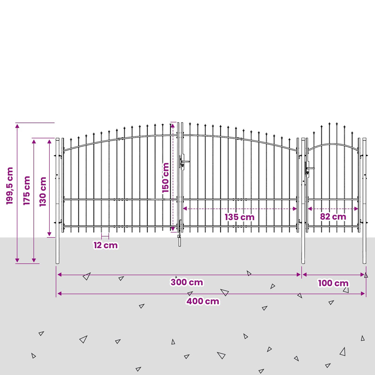 vidaXL Garden Gate WOERDEN 150 x 400 cm Lockable Steel Grey 3