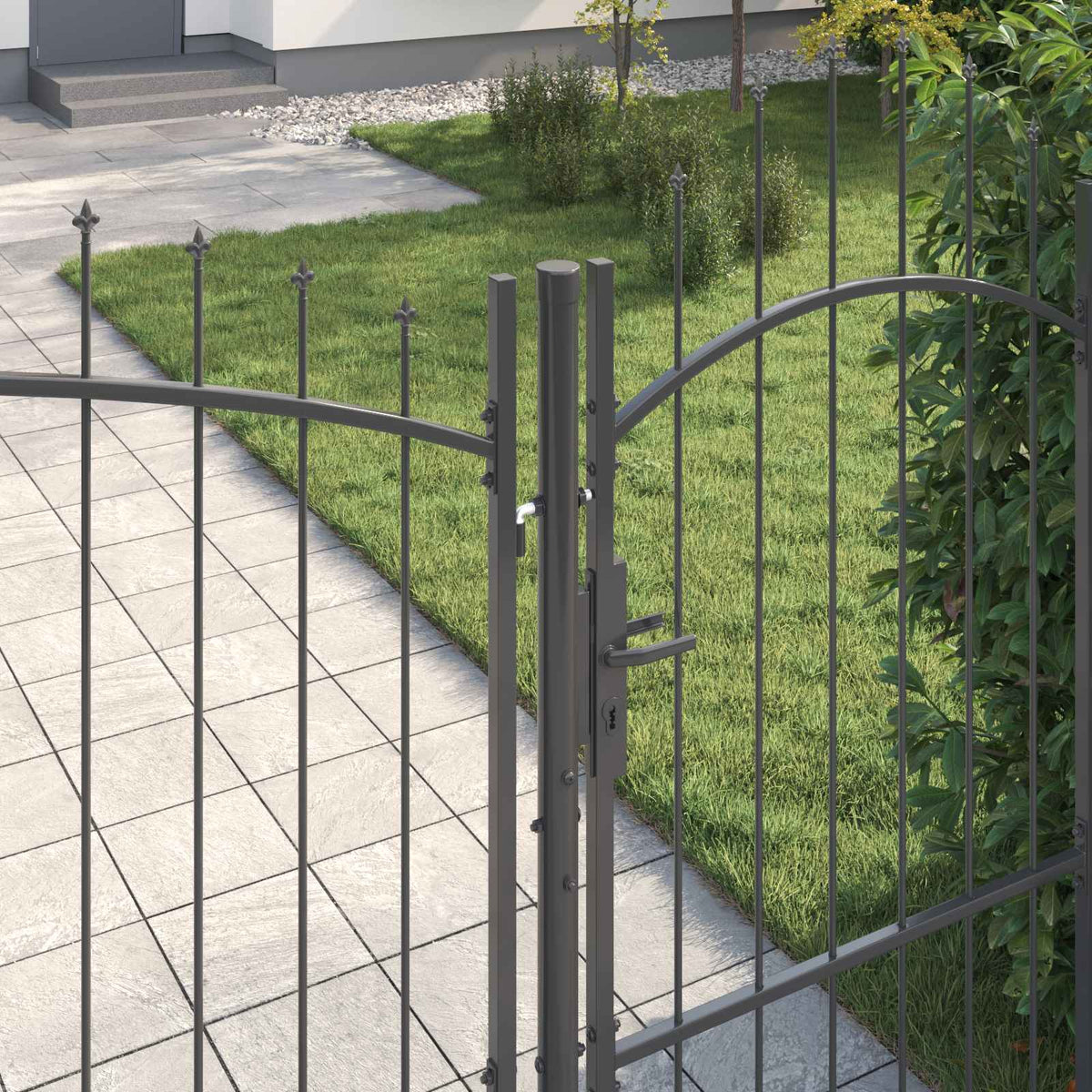 vidaXL Garden Gate WOERDEN 175 x 400 cm Lockable Steel Grey 2