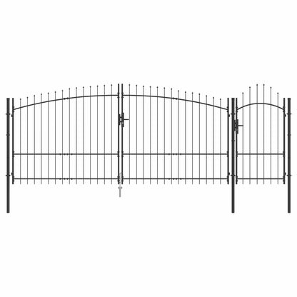 vidaXL Garden Gate WOERDEN 175 x 400 cm Lockable Steel Grey 1