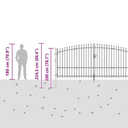 vidaXL Garden Gate WOERDEN 175 x 400 cm Lockable Steel Grey 4