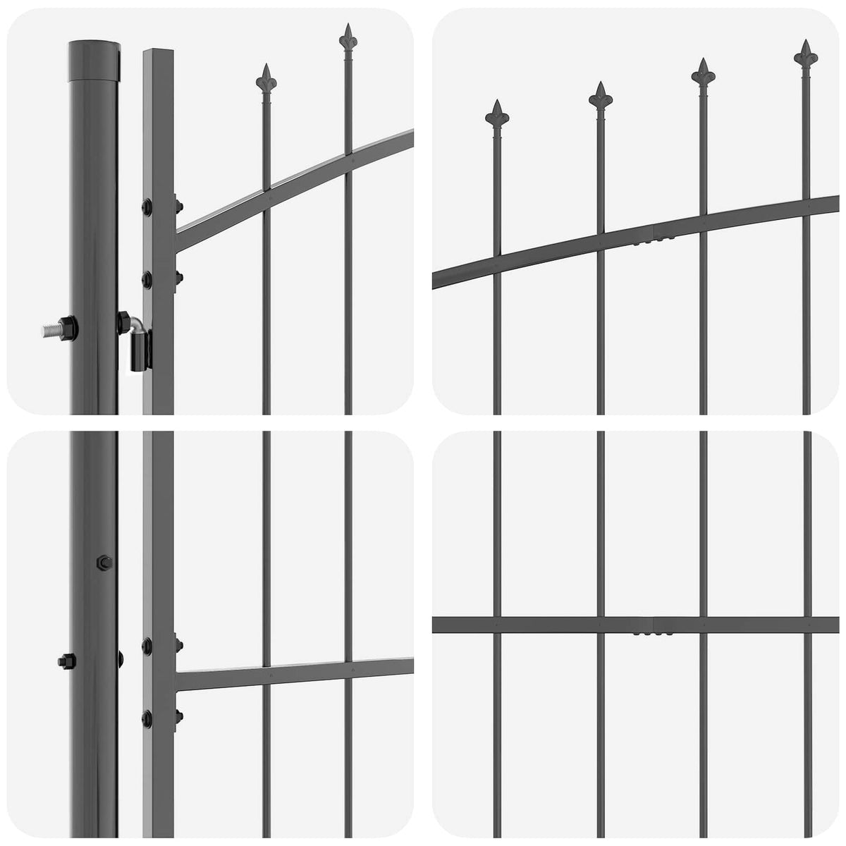 vidaXL Garden Gate WOERDEN 100 x 500 cm Lockable Steel Grey 4
