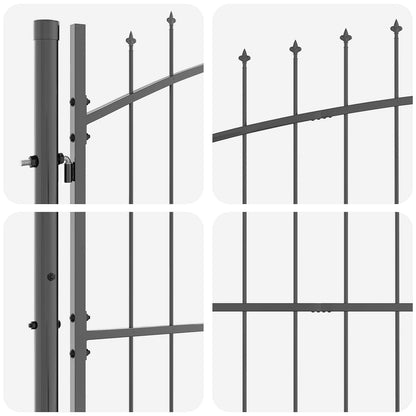 vidaXL Garden Gate WOERDEN 100 x 500 cm Lockable Steel Grey 4