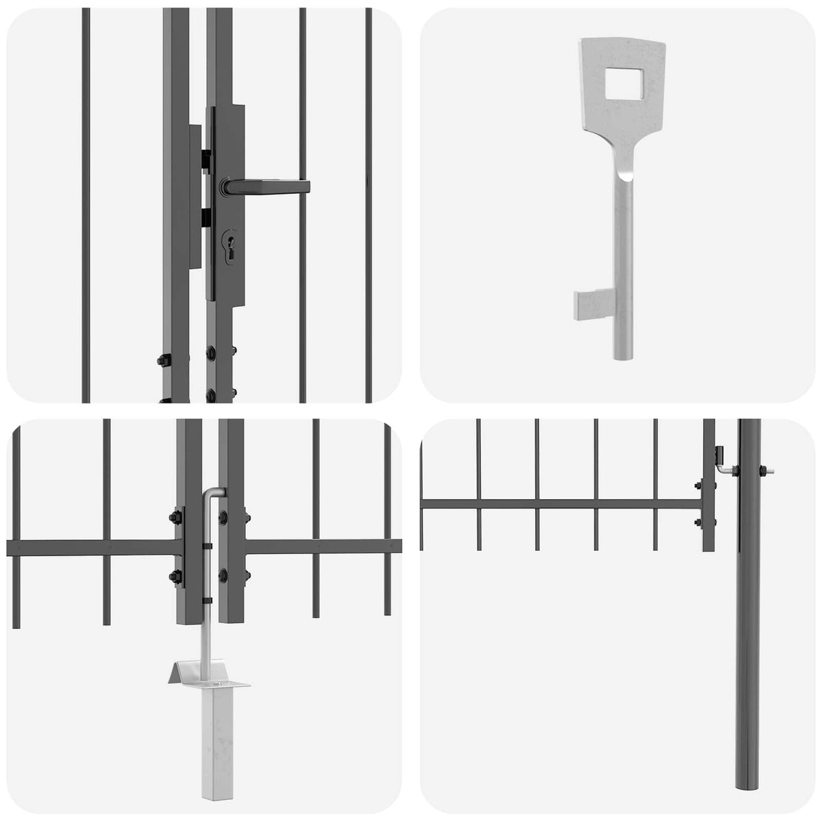 vidaXL Garden Gate WOERDEN 100 x 500 cm Lockable Steel Grey 5