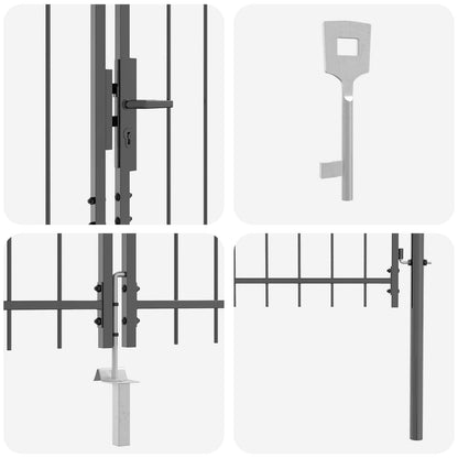 vidaXL Garden Gate WOERDEN 100 x 500 cm Lockable Steel Grey 5