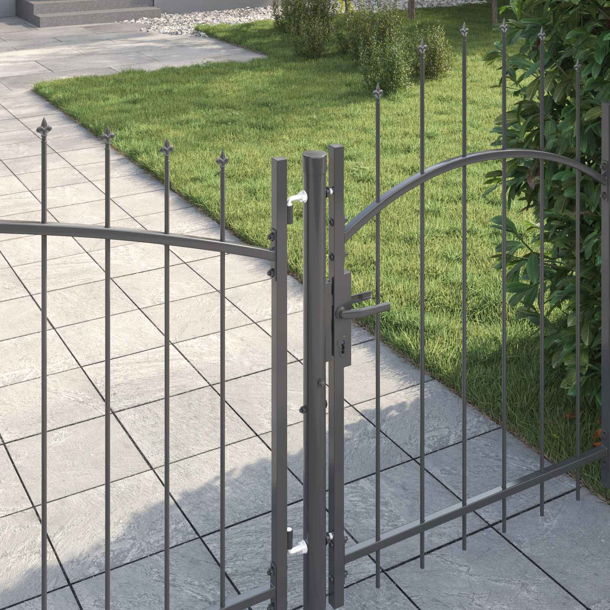 vidaXL Garden Gate WOERDEN 100 x 500 cm Lockable Steel Grey 3