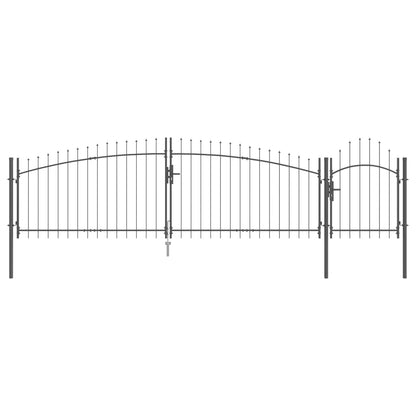 vidaXL Garden Gate WOERDEN 100 x 500 cm Lockable Steel Grey 2