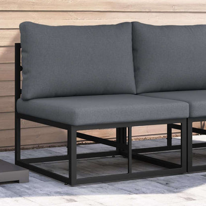 2 pcs Outdoor Furniture Metal Black and Anthracite Middle sofa