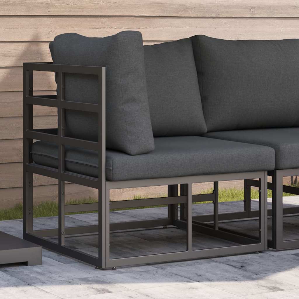 2 pcs Outdoor Furniture Metal Black and Anthracite Corner sofa