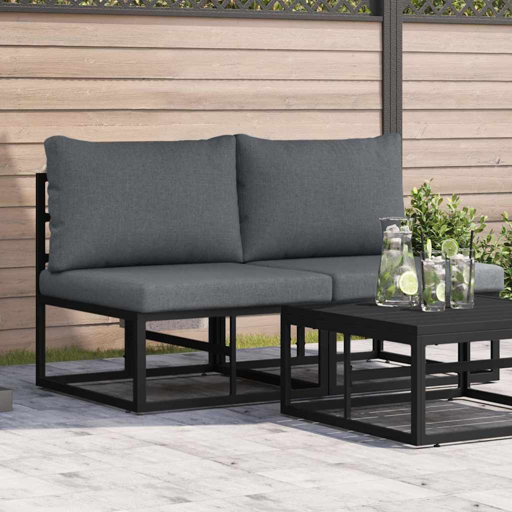 2 pcs Outdoor Furniture Metal Black and Anthracite 2x middle sofa