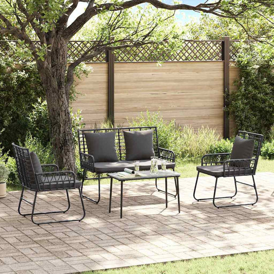 vidaXL Garden Dining Set 3 pcs Black and Anthracite Poly Rattan 1