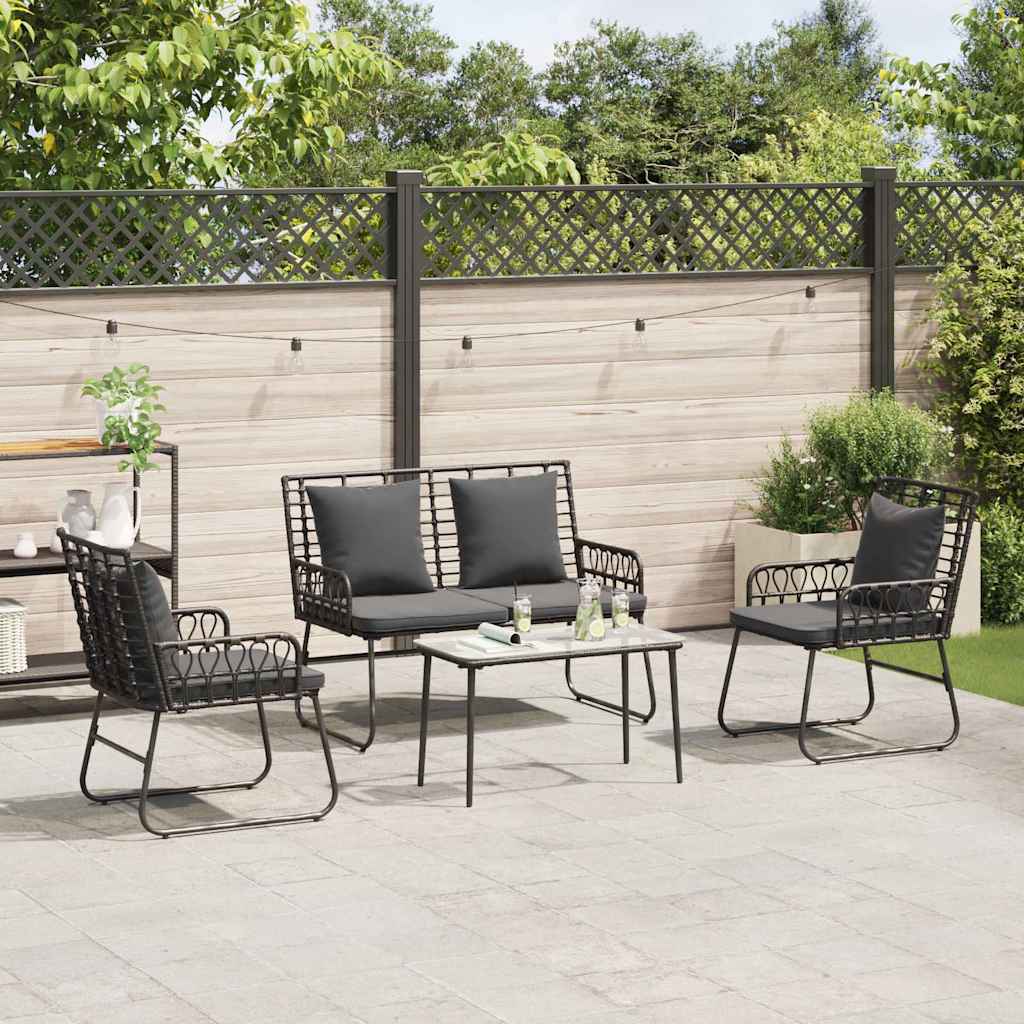 vidaXL Garden Dining Set 3 pcs Black and Anthracite Poly Rattan 3