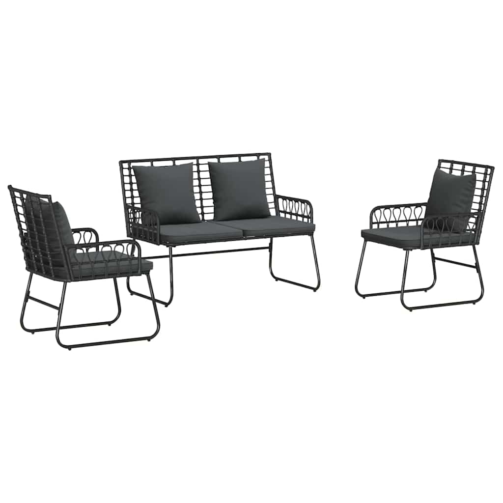 vidaXL Garden Dining Set 3 pcs Black and Anthracite Poly Rattan 2