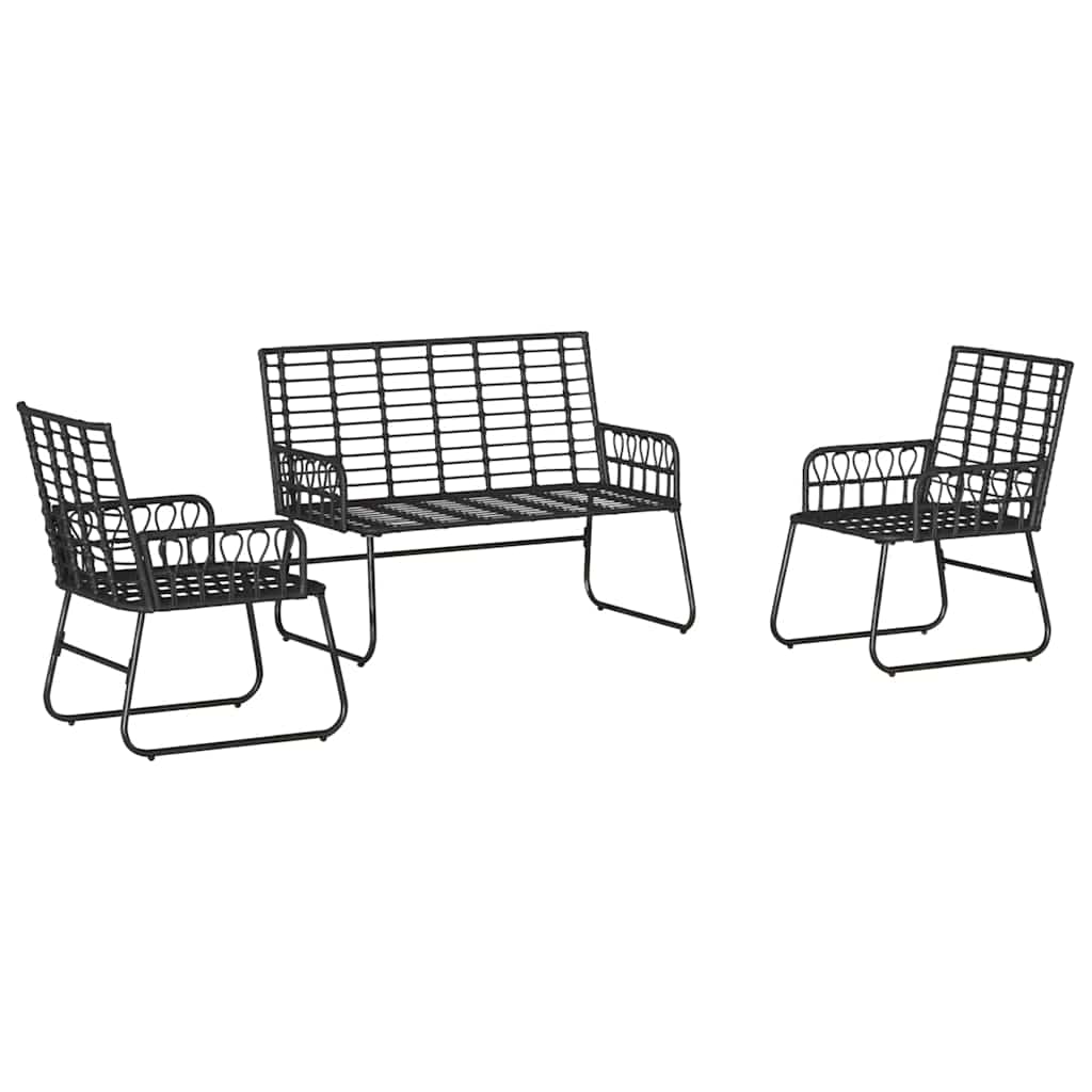 vidaXL Garden Dining Set 3 pcs Black and Anthracite Poly Rattan 6