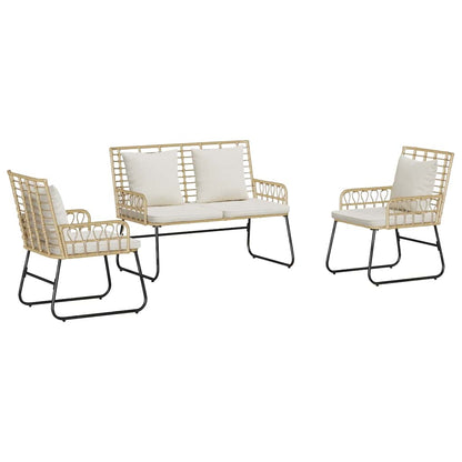vidaXL Garden Dining Set 3 pcs Brown and Cream Poly Rattan 2