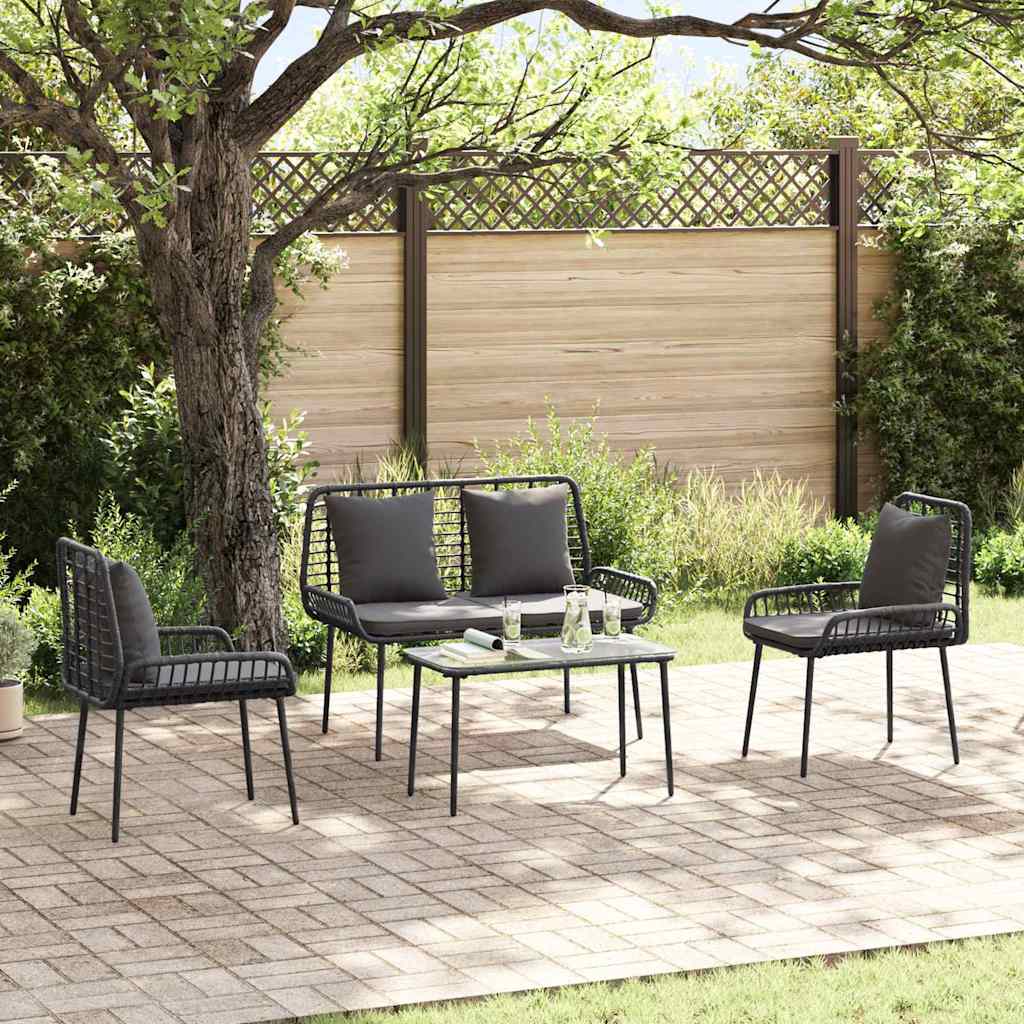 vidaXL Garden Dining Set 3 pcs Black and Anthracite Poly Rattan 1