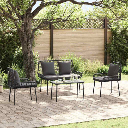 vidaXL Garden Dining Set 3 pcs Black and Anthracite Poly Rattan 1