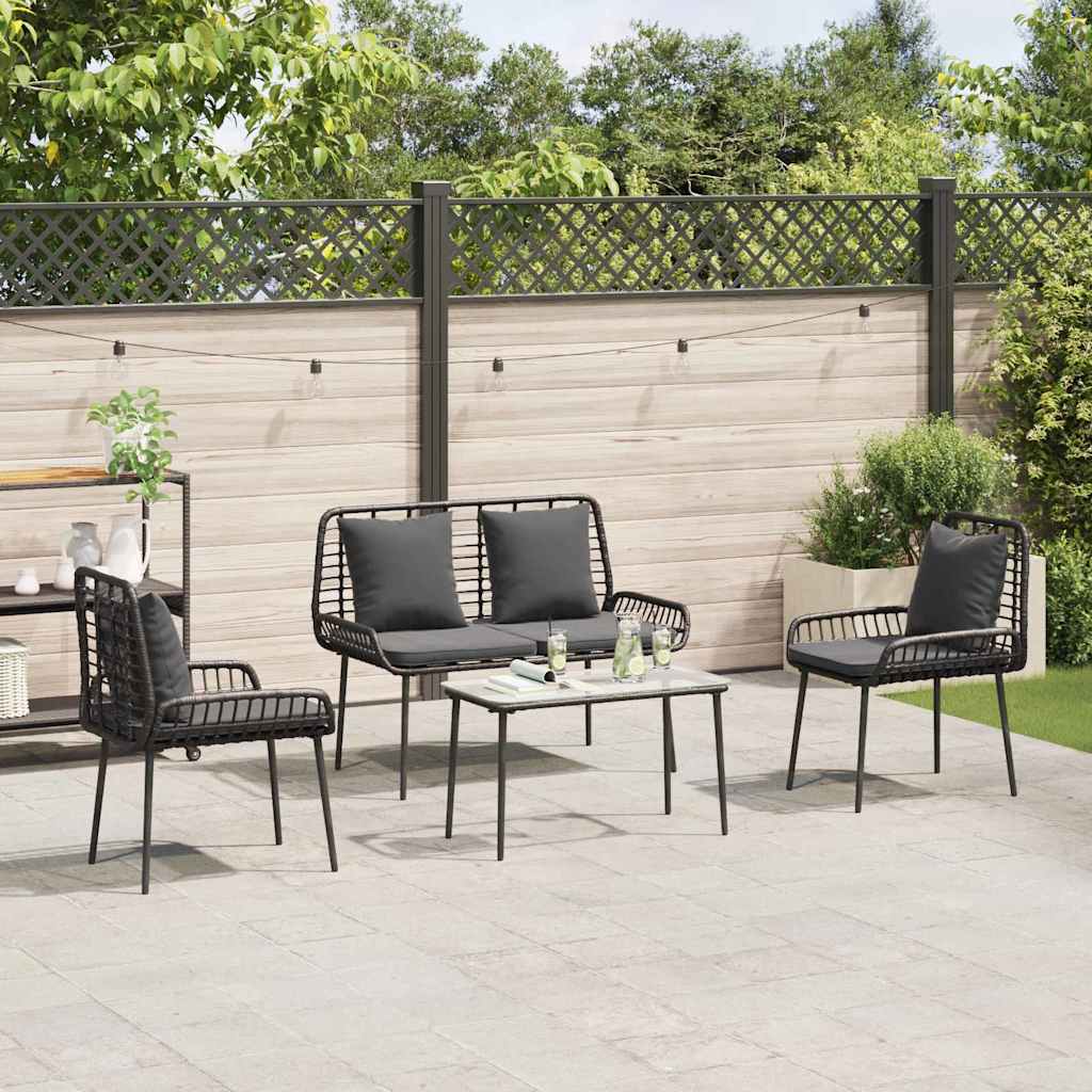 vidaXL Garden Dining Set 3 pcs Black and Anthracite Poly Rattan 3