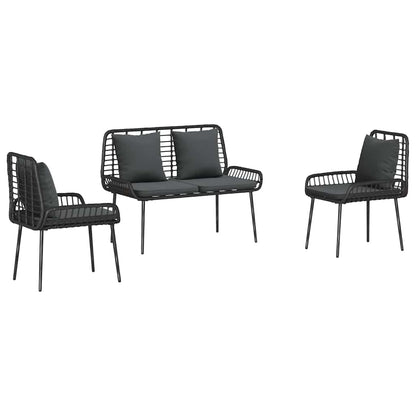 vidaXL Garden Dining Set 3 pcs Black and Anthracite Poly Rattan 2