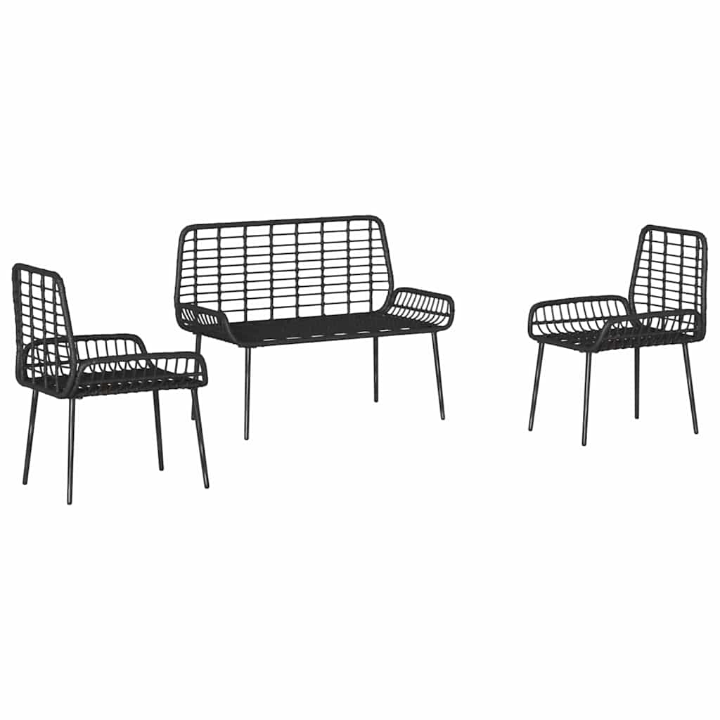 vidaXL Garden Dining Set 3 pcs Black and Anthracite Poly Rattan 6