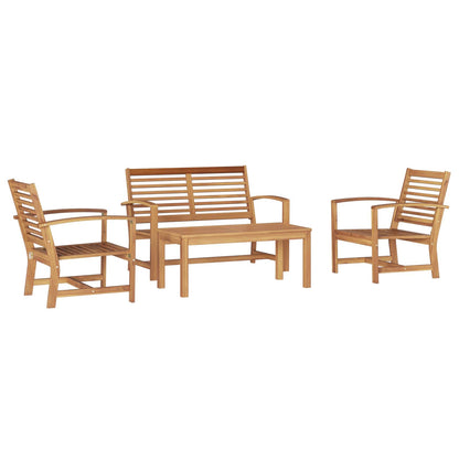 vidaXL Garden Sofa Set 4 pcs Natural Solid Teak Wood 2