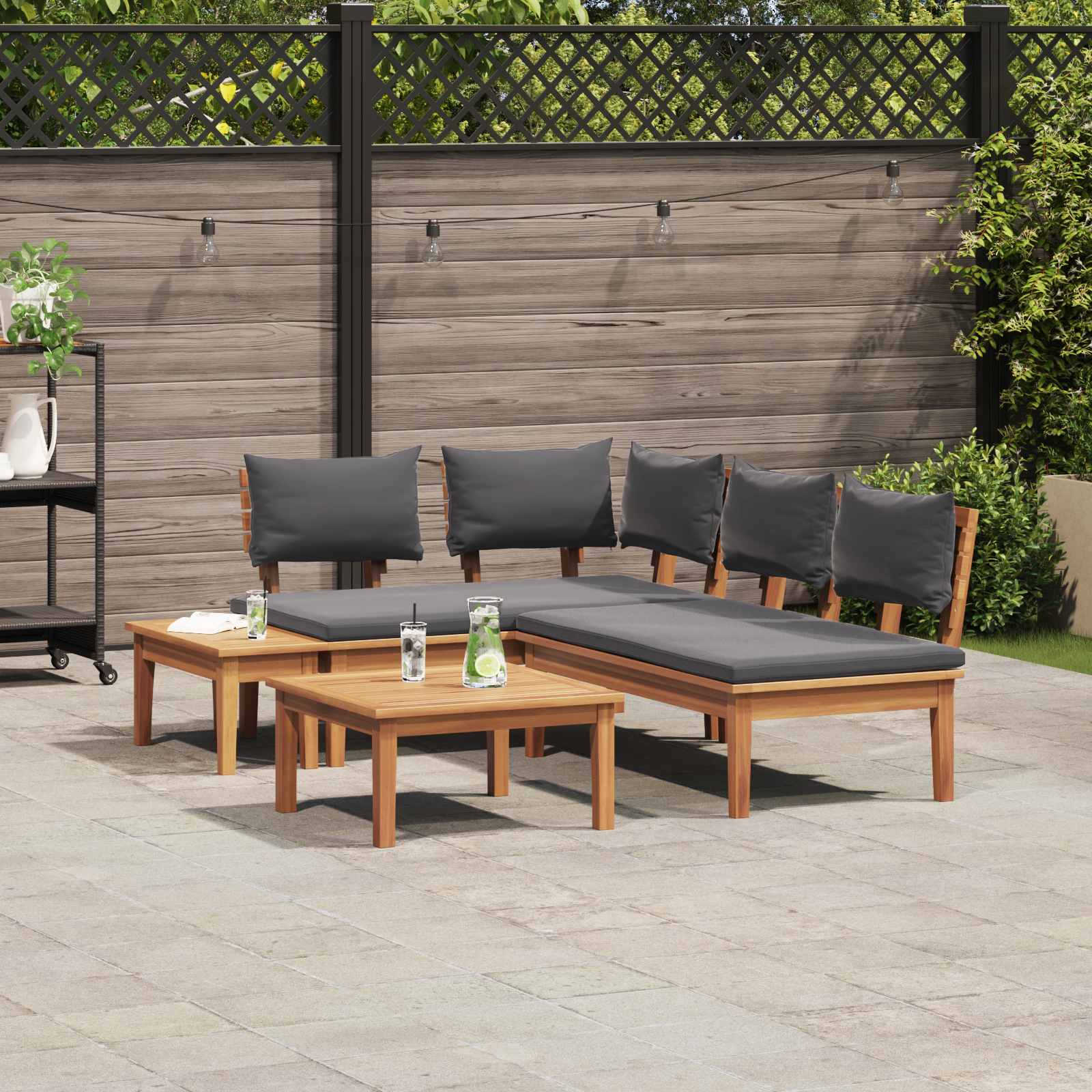 vidaXL Garden Sofa Set 4 pcs Brown and Grey 4
